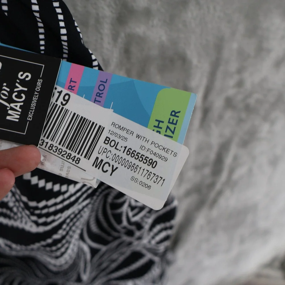 Swim Solutions Romper Swimsuit Womens 18W Black Palm Print Tropical $122 NWT - Picture 11 of 16